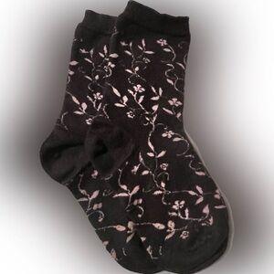 🍄Trouser Sock Calf Length Floral Pattern Brown Pink Footwear Shoe